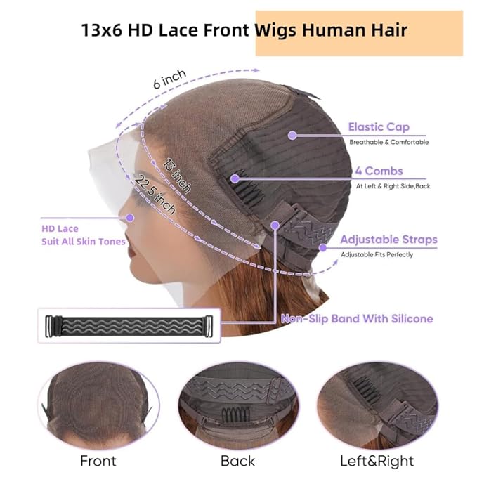 Sunelk Honey Blonde Ombre Lace Front Wig Human Hair Highlight Body Wave Lace Front Wigs Human Hair Pre Plucked 200 Density Glueless Wig 13X6 HD Lace Frontal Wig for Women 4/27 Colored 28 Inch