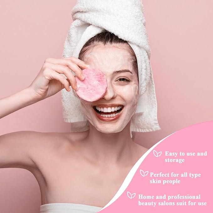 84 Pcs Facial Sponge Compressed, Luxiv Face Cleansing Sponge for Estheticians Compressed Makeup Sponge Round Wash Face Sponges for Women Compress Exfoliating Removal Sponge (Pink)