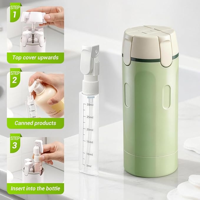 2026 New 4 in 1 Travel Dispenser Bottle, 4 Pack 30ML Travel Bottles for Toiletries, Leak Proof Travel Size Containers, Portable Containers for Shampoo Lotion Conditioner Cream (White*2)