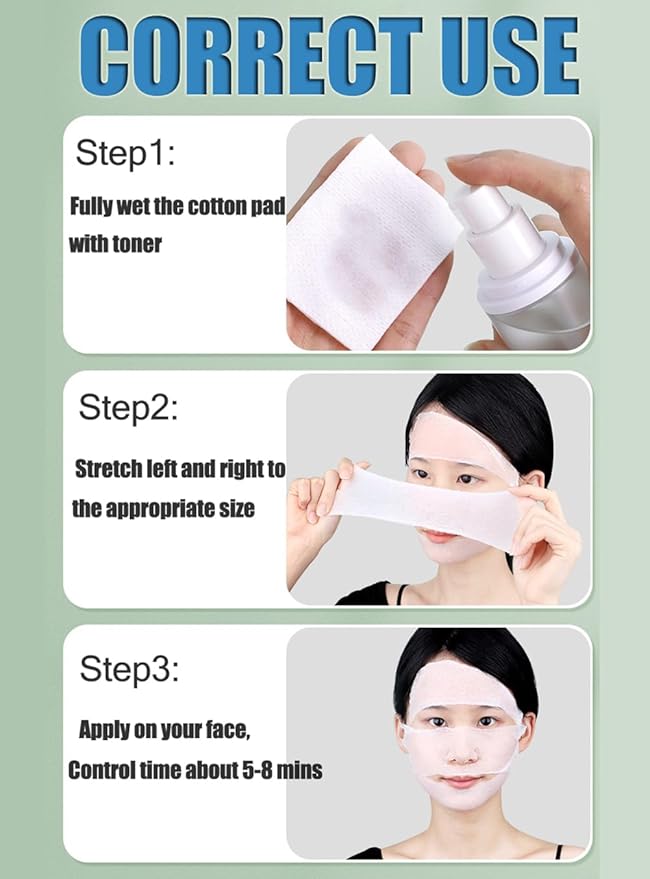 200PCS Makeup Wet Cotton Pads for Face Stretchable Wet Compress Cosmetic Cotton Pads with Hole Tear Mask Paper Towel Makeup Remover Cotton Sheets Moisturizing Facial Makeup Pads