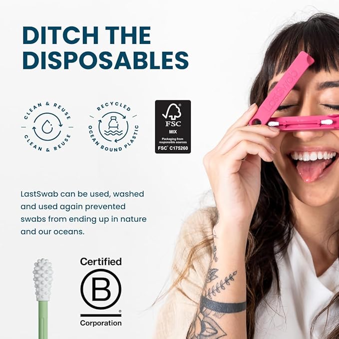 LastSwab Reusable Cotton Swabs for Ear Cleaning - Green