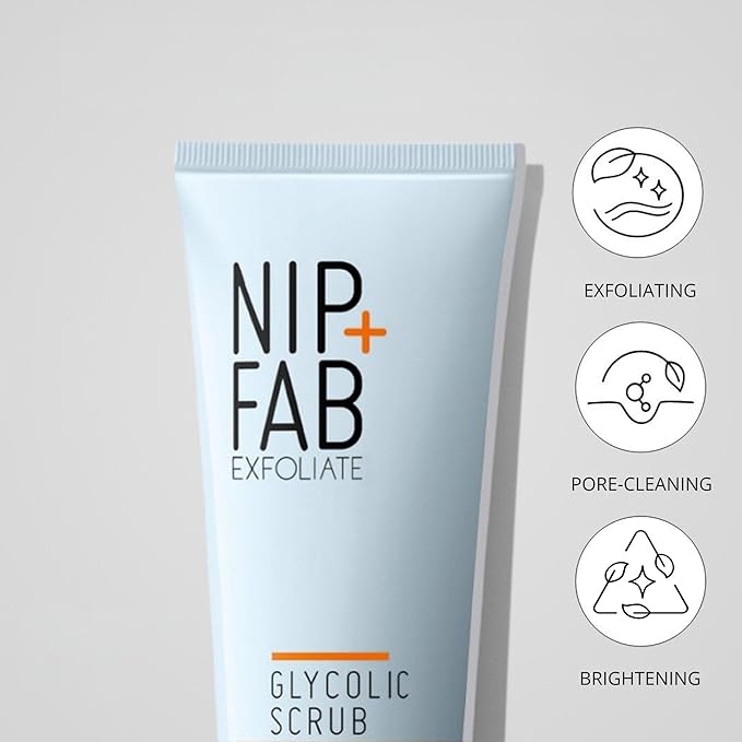 Nip + Fab Glycolic Fix Scrub (2.5 fl oz) – 3% Glycolic Acid 3-in-1 Facial Exfoliator – Brightening AHA Face Scrub with Salicylic Acid for Smooth Radiant Skin