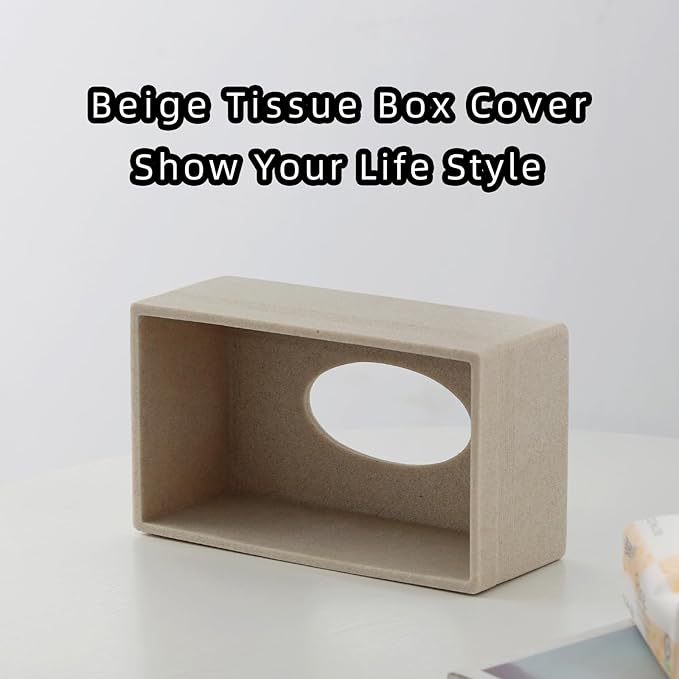 Tissue Box Cover Rectangle, Resin Facial Tissues Holder Covers Rectangular Toilet Paper Holder Case Dispenser Home Decorative for Bathroom Kitchen Bedroom Living Room Office (Beige)