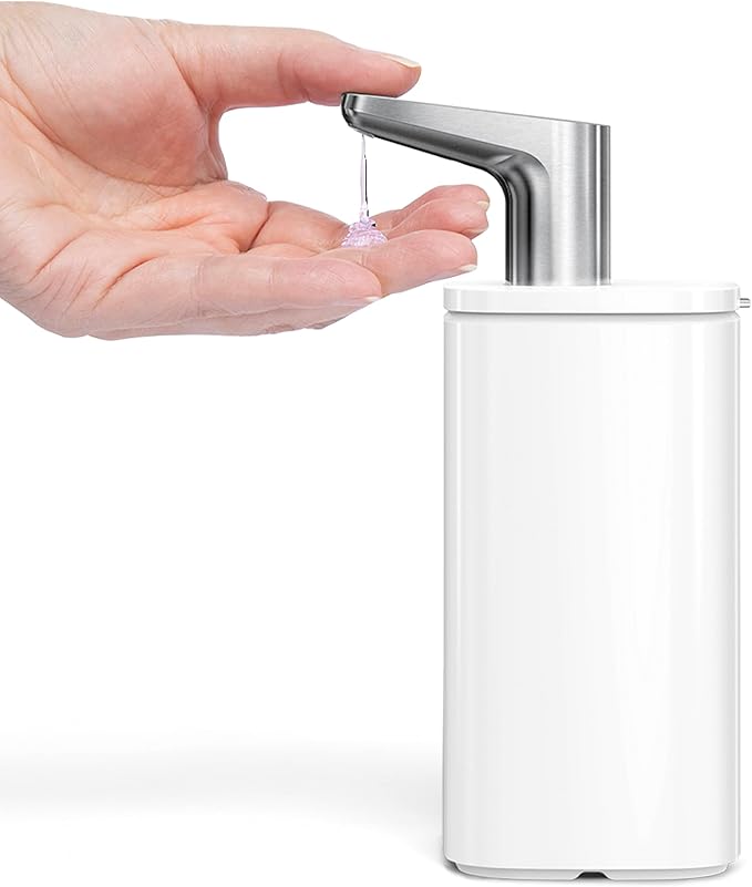 simplehuman 10 oz. Pulse Pump, Liquid Soap Dispenser, Drip Free Hand Soap Pump, White Stainless Steel