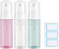 3pcs (Clear+Green+Pink) 2oz Plastic Travel Foam Pump Bottle - Portable Foaming Empty Bottle Dispenser for Hand Soap, Shampoo, Lash Cleanser - Well Suited for Travelers Daily Use (60ml)