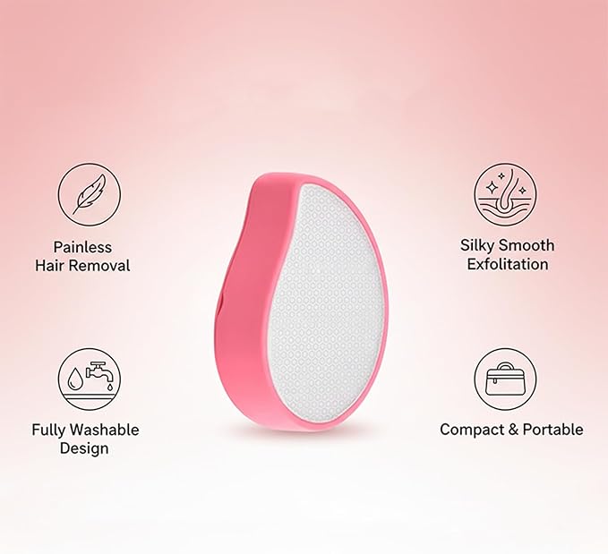 Professional Crystal Hair Remover - Nano Glass Epilator & Exfoliator 2-in-1 (Pink)
