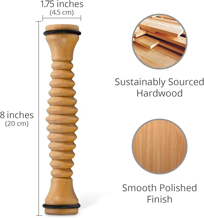 Body Back Foot and Body Roller Bundle - Wooden Foot Massager and Body Roller for Plantar Fasciitis, Cellulite Reduction, and Stress Relief
