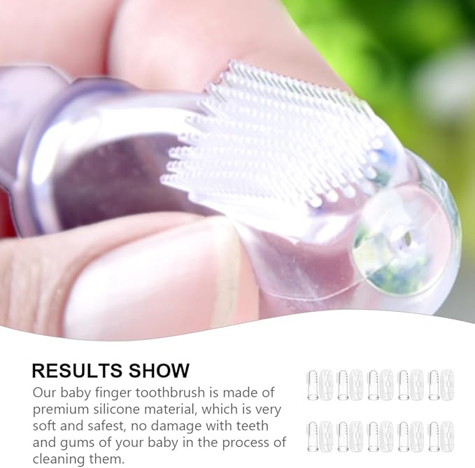 TEHAUX Finger Toothbrush Set 10Pcs with Silicone Soft Bristles and Case, Oral Massager and Teeth Cleaning Tool for Newborns and