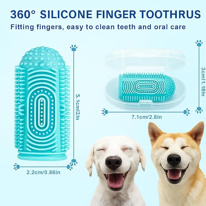 Dog Finger Toothbrush 4-Pack – Pet Tooth Brushing Kit for Dogs & Cats, Puppy & Adult Dental Care – Soft Silicone Finger Brushes for Teeth Cleaning (Blue, Green, Orange, Purple)