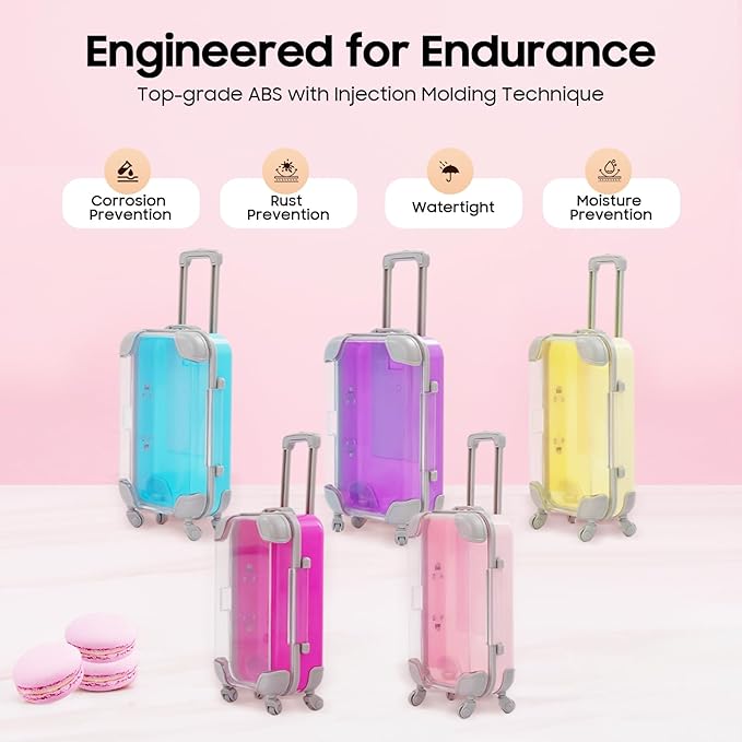 KWHXJ 12 Pack Mini Suitcase Party Favor Gift Box, Empty Mini Luggage Packaging Box, Little Suitcase Storage Containers for False Eyelashes Candy Jewelry Girl Birthday Cruise Trip