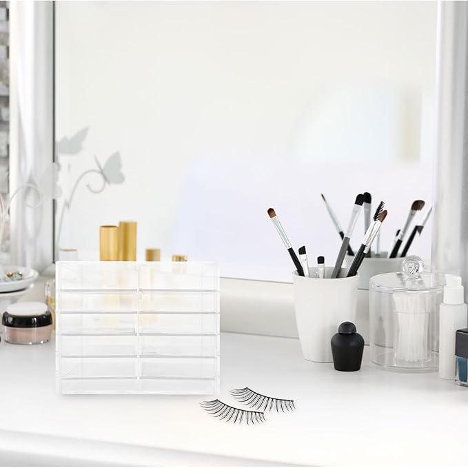 Acrylic False Eyelashes Storage Box 10-layer Lash Organizer Travel Eyelash Case Multi-compartment Cosmetic Display Holder for Makeup Artists and Beauty Enthusiasts