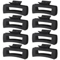 4.1 Inch Large Hair Claw Clips 8 Pcs Rectangle Big Hair Clips for Thick Hair Nonslip Claw Acrylic Banana Jaw Clips Hair Accessories for Women and Girls (Black)