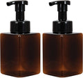 Ginger Lily Farms Foaming Soap Dispenser, Refillable Plastic Pump Bottles for Liquid Hand Soap, 12 oz. Amber Bottle with Black Pump, 2-Pack