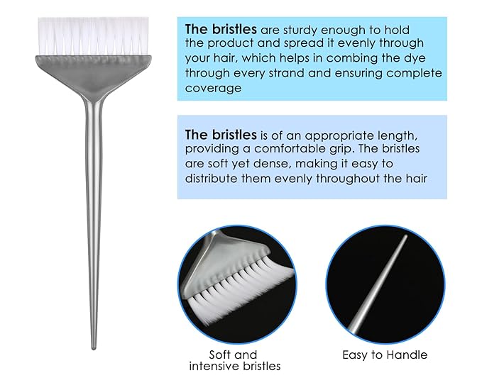 DS. DISTINCTIVE STYLE Hair Dye Applicator Brushes 5 Pieces Long Handle Soft Bristles Hair Coloring Kit Salon Bleach Tinting DIY Tool (Black)
