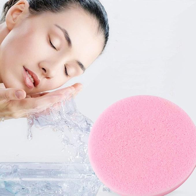 Facial Sponge Compressed,60 Pcs PVA Professional Makeup Removal Wash Round Face Sponges Spa Pads Exfoliating Cleansing for Women,Pink