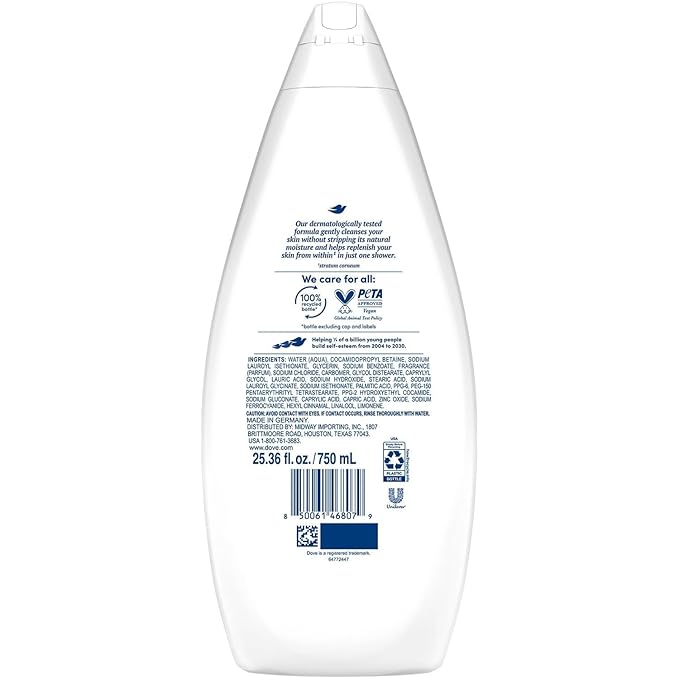 Dove Body Wash Hydrate 4-Pack – Moisturizing Cleanser for Smooth, Soft Skin, 25.3 Oz Ea