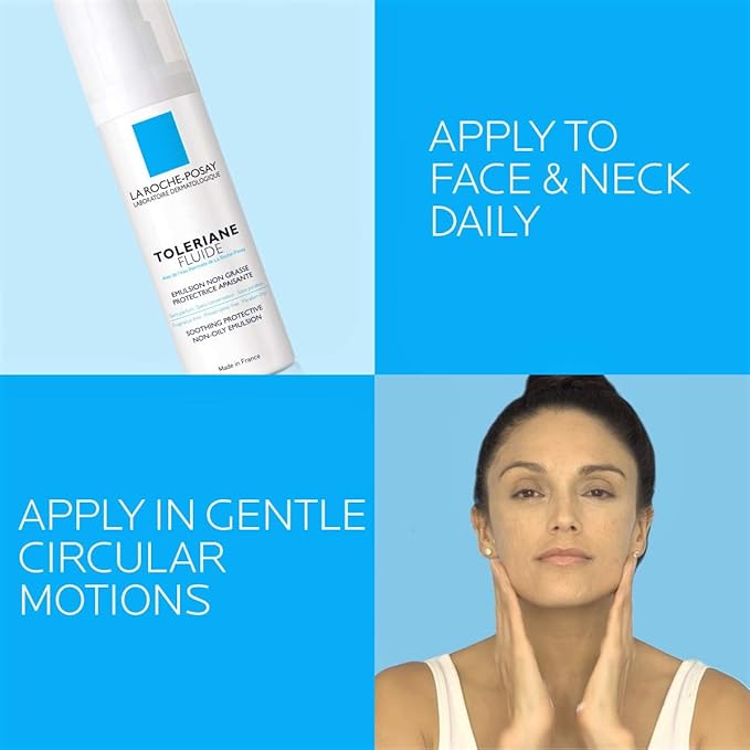 La Roche-Posay Toleriane Sensitive Fluide Protective Moisturizer,Lightweight Oil-Free Face Moisturizer,For Sensitive Skin,(Pack of 2)