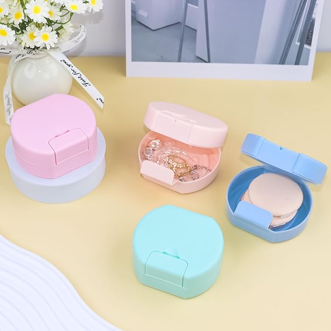 4 Packs Plastic Square Cotton Pad Holder, Hair Tie Container, Multiple Colors, Portable For Traveling, Suitable for Makeup Remover Cotton Balls,Organizer for Collecting Small Items(3.3 x 1.5in)
