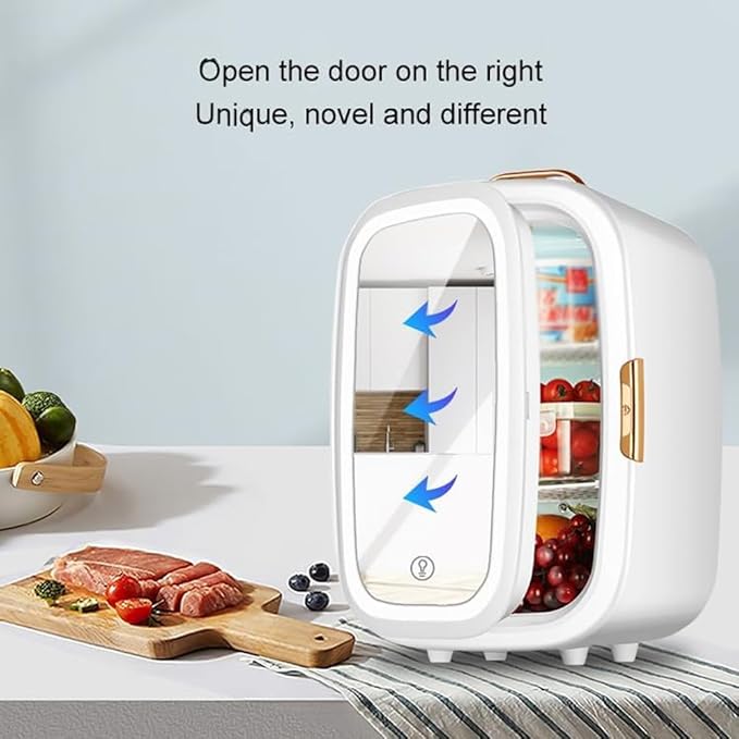 20L Cold Hot Mini Refrigerator, Portable Beauty Makeup Fridge, with Makeup Mirror and LED Light, Adjustable Brightness, Removable Shelves, for Drink, Car, Office