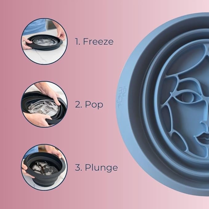Facial Cold Plunge™ | Collapsible Silicone Ice Facial Bowl with Built-in Ice Tray | Portable Face Ice Bath for Skin Tightening, Puffiness, Acne Relief & Glow (Soft Pink) (Baby Ice)