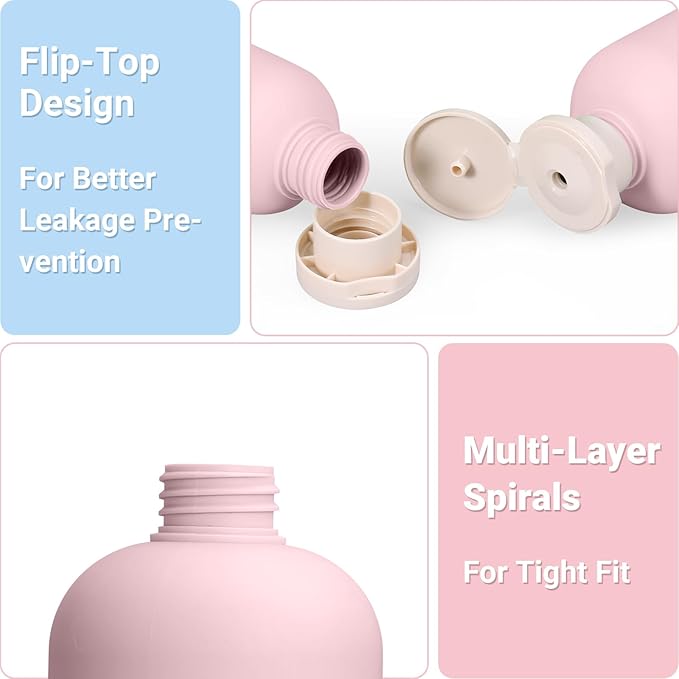 ASEVAT 3.4 oz Plastic Squeeze Bottle for Lotion, Plastic Empty Shampoo Conditioner Container, Plastic Travel Size Toiletries Bottles for Shampoo, Lotion, Cream and Liquids (3 Pcs)