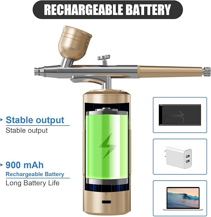 Airbrush Kit Portable Airbrush Air Brush Kit with Air Compressor Airbrush for Nails Airbrush Compressor High Pressure Nail Airbrush Machine Handheld Mini Air Brush Kit (Gold)