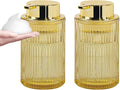 Foaming Soap Dispenser, 12 Oz Amber Glass Foam Hand Soap Dispenser, Refillable Glass Foam Pump Bottle Container Decorative Slim Ribbed Bottle for Bathroom and Kitchen