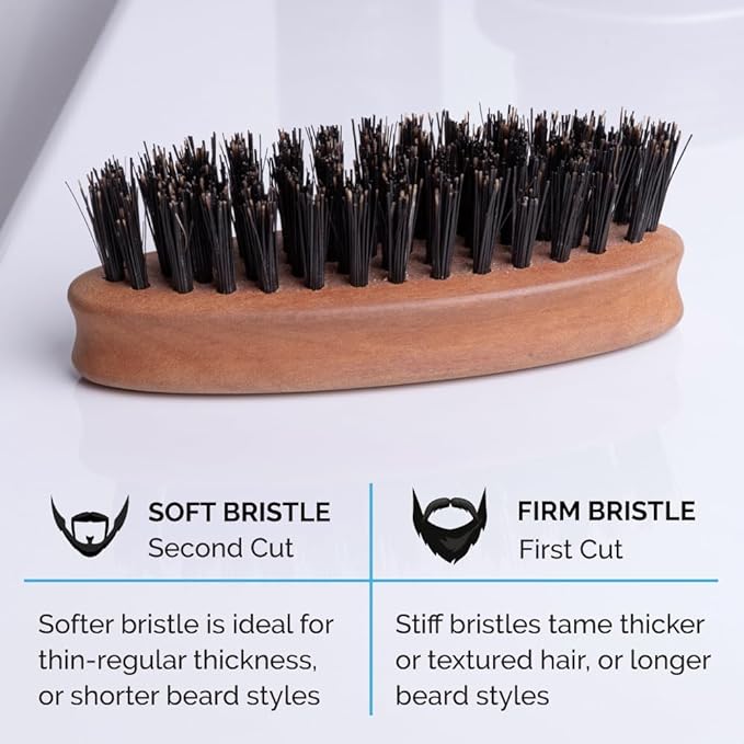 ZEUS Pocket Beard & Mustache Brush for Men, Travel Size Grooming Tool with Firm & Stiff Boar Hair Bristles for Beard Styling & Detangling (Made in Germany) N91