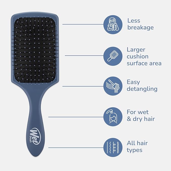 Wet Brush Paddle Detangler Hair Brush, Elemental Blue, Ultra-Soft IntelliFlex Bristles with AquaVent Design, Great For Treatment & Mask Application, Women, Men, Wet, Dry and Damaged Hair