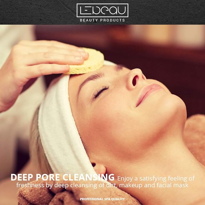 LeBeau Compressed Facial Sponges, Face Sponges for Cleansing, 100% Natural Cellulose Facial Sponge, Professional Spa Quality Face Sponge (50 Counts, Yellow)