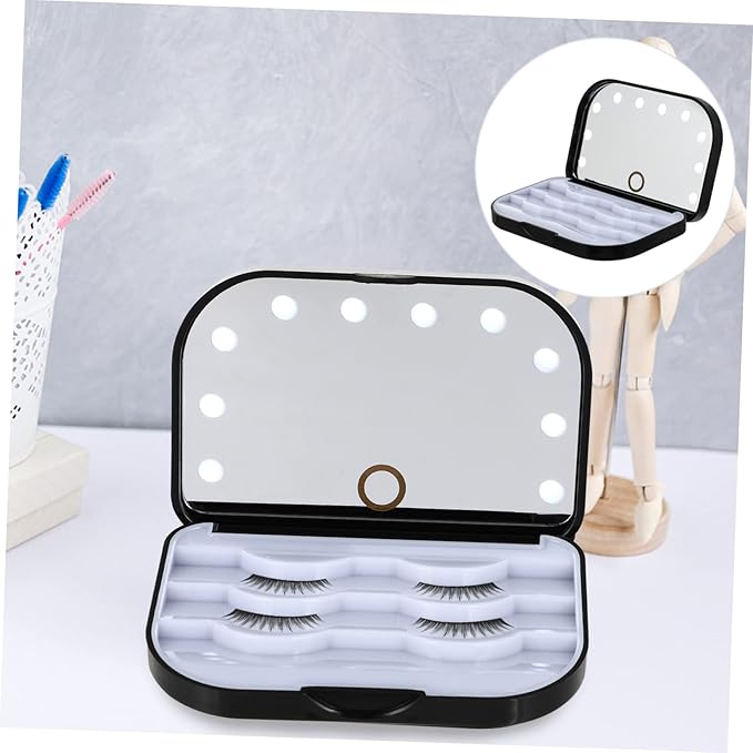 Organizer Box for Eyelashes Lash Tray Holder Led Lighted Lash Storage Case for Makeup