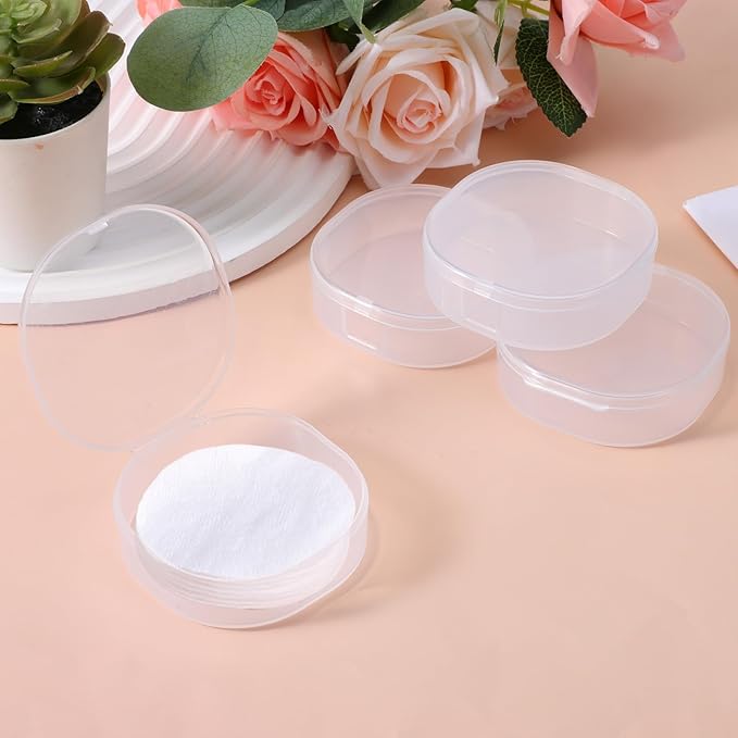 4Pcs Plastic Cotton Square Holder Cosmetic Cotton Pads Holder Travel Portable Travel and Sealed for Makeup Remover Cottons Ball, White