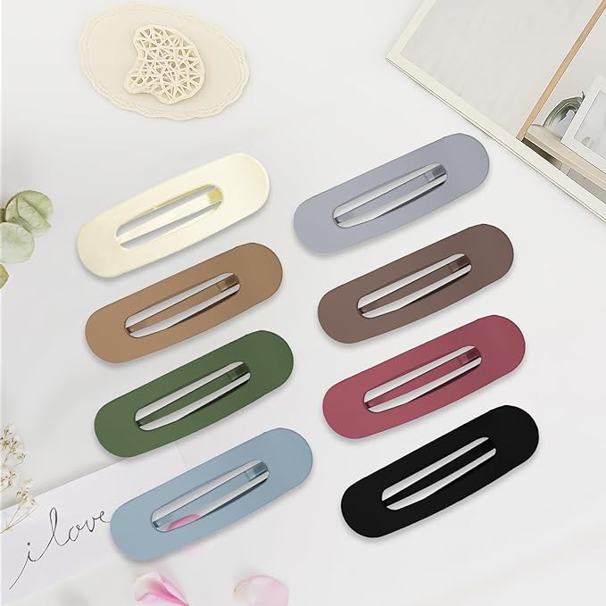 8PCS Flat Hair Claws Matte Non-Slip Clips for Women, Strong Hold Hair Accessories for All Hair Types, Daily Wedding Party Date Beach Use (Style1(Flat))