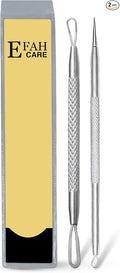 EFAH Care 2Pcs Stainless Steel Pimple Extractor Acne Treatment Tool Surgical Blemish Grade Blackhead Remover Perfect for face and Nose Easy to Clean (Silver)