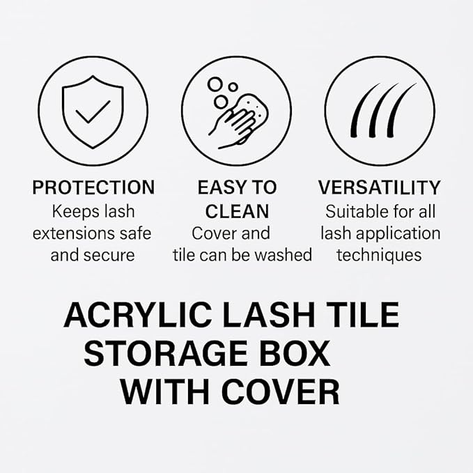 Acrylic Eyelash Storage Box - Eyelash Extension Organizer Box - Lash Organizer Tiles for Lash Extension - Perfect for Eyelash Holder, Eyelash Case and Eyelash Storage Case (clear & white)