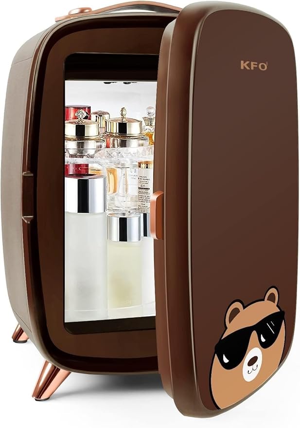 KFO Mini Fridge 6L| Pro-Style Beauty Fridge for Bedroom & Makeup | 6°C Cooling + 20dB Ultra-Quiet | 8-Can Drink or Cosmetic Storage & Adjustable Shelf