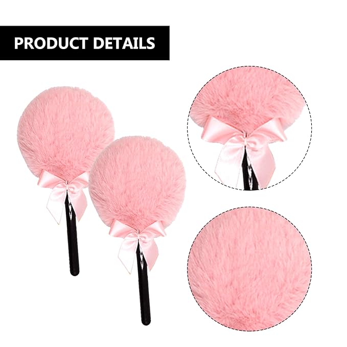 Lollipop Shape Setting Powder Puff,Fluffy Body Powder with Long Handle,Soft Cosmetic Makeup Puffs Women,Cosmetic Applicator for Setting Loose Dusting Blender & BodyPowder Application (pink)
