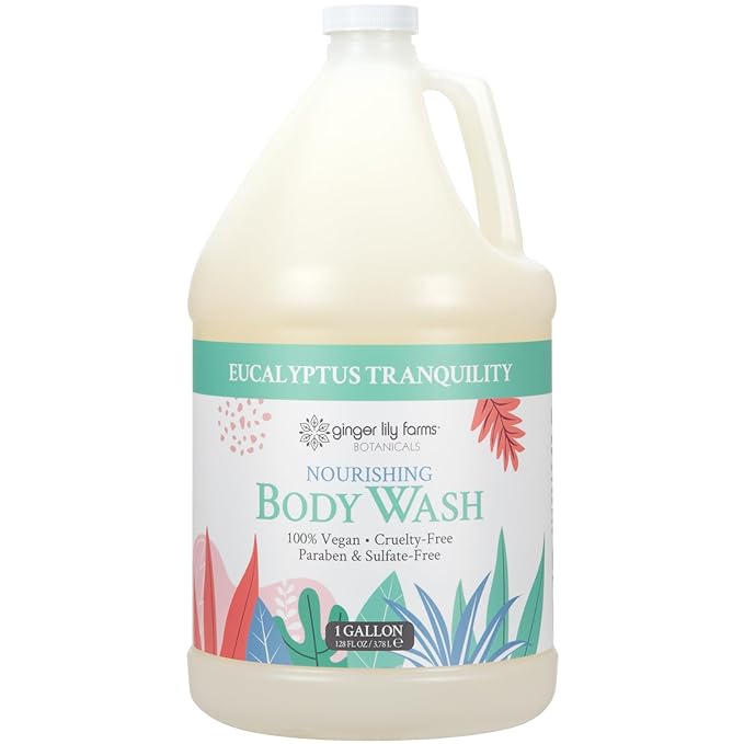 Ginger Lily Farms Botanicals Nourishing Body Wash, Eucalyptus Tranquility, 100% Vegan & Cruelty-Free, 1 Gallon (Pack of 4)