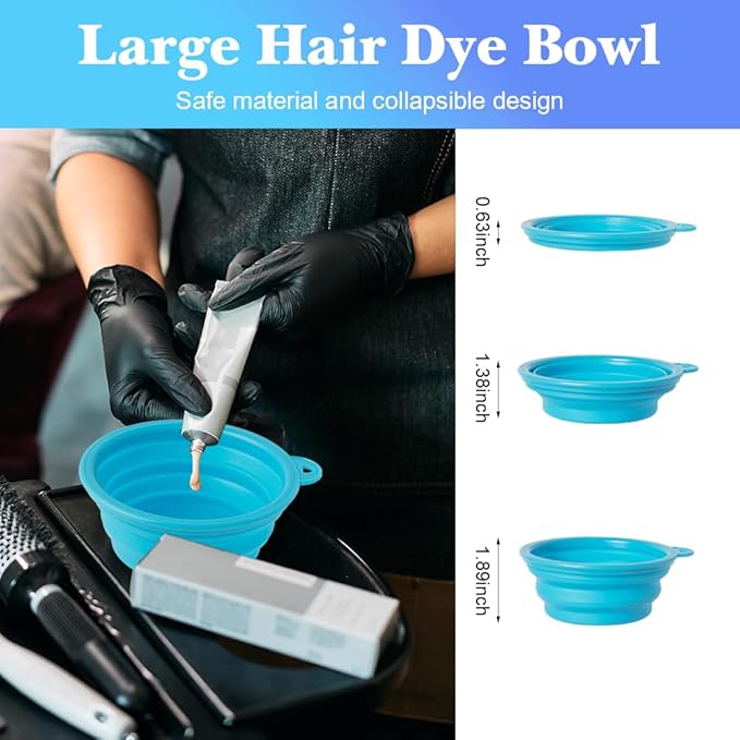 Hair Dye Color Brush and Bowl Set, Color Bowl Brushes Tool Mixing Bowl Kit Tint Comb for Hair Tint Dying Coloring Applicator (Blue)
