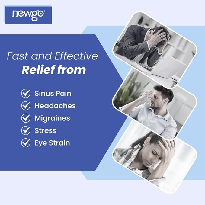 NEWGO Heating Pad Sinus Relief Mask Moist Heat Face Eye Mask Microwavable, Warm Compress for Sinus Pressure Relief, Migraine, Tension Headache Relief - Blue