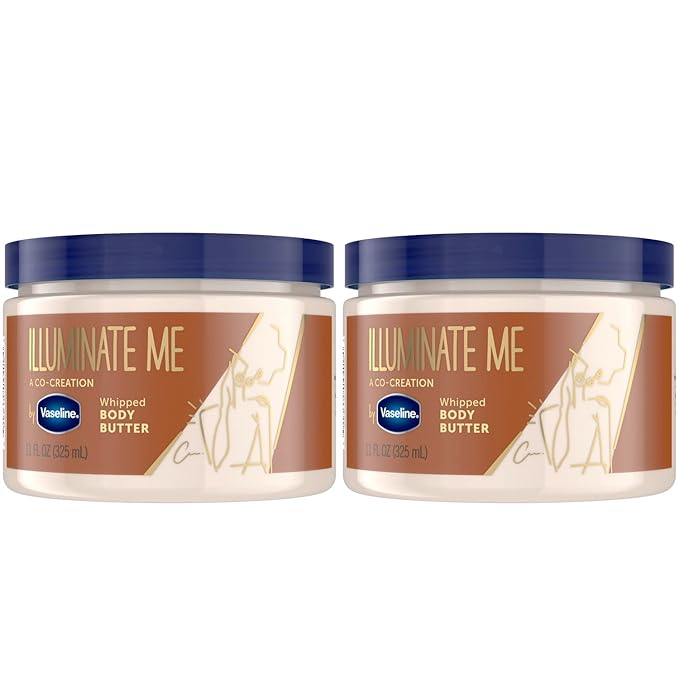 Vaseline Illuminate Me Whipped Body Butter 2-Pack – Lightweight Moisturizer for Luminous, Glowing Skin, 11 Oz Ea