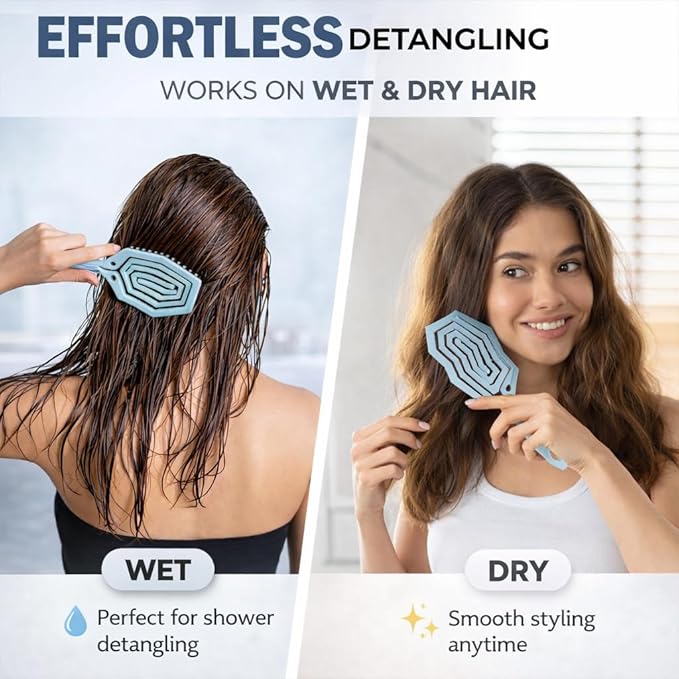 Fiora Naturals Hair Detangling Brush -100% Bio-Friendly Hair Detangler Brush w/Ultra-soft Bristles- Glide Through Tangles with Ease - For Curly, Fine, Women, Men, Kids, Toddlers, Wet and Dry Hair