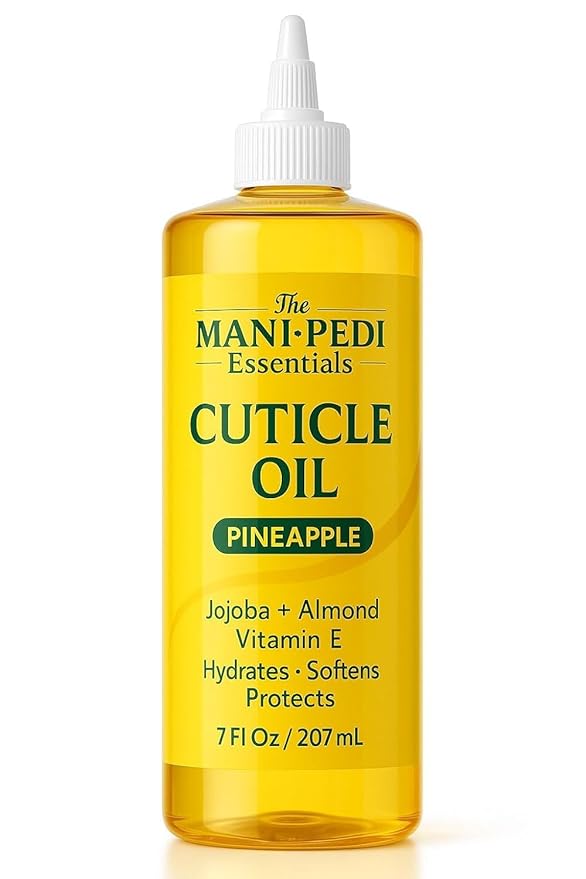 Professional Cuticle Oil Refill/Bulk Pack with precision nozzle for easy refilling (Pineapple) - 7 Fl Oz. Nail Tech Supplies for Nourished Nails & Cuticles with Jojoba Oil, Vitamin E & Almond Oil