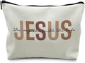 Christian Leather Makeup Bag,Jesus Cosmetic Bag,Christian Gifts for Women Girl,Christian Gift Bags,Christian Gifts for Women,Inspirational Gifts for Women Girls,Bible Verse Cosmetic Bag(PU-brown)