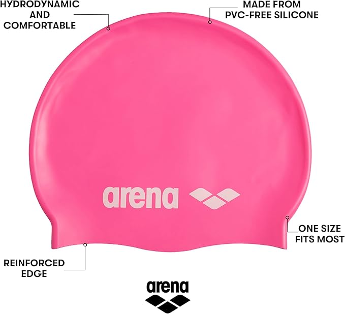 Arena Classic Unisex Soft Silicone Swim Cap for Women and Men, Intensive Training Comfortable Non-Slip Long Hair Swimming Hat