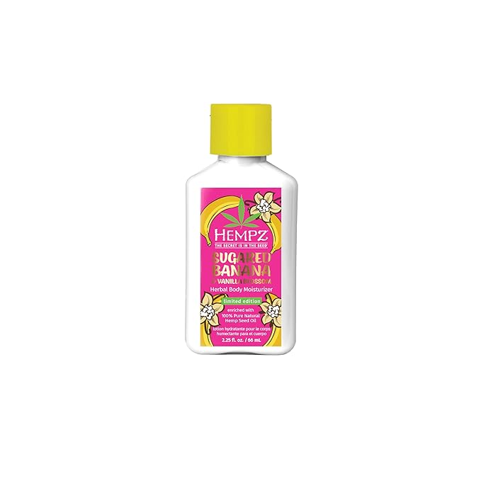 Hempz Mini Sugared Banana & Vanilla Blossom Body Lotion, Ultra Hydrating Moisturizer for men and women, 2.25 oz
