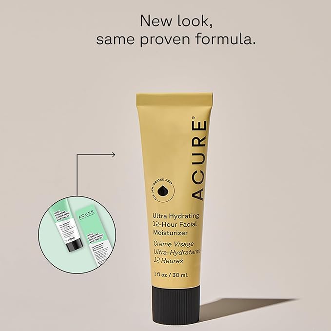 Acure Ultra Hydrating 12 Hour Facial Cream - Intense Face Moisturizer for Women & Men, Hydrating Lotion to Tone & Replenish Dry Skin with Ashwagandha, Holy Basil & Antioxidants, Vegan - 1.7 fl oz