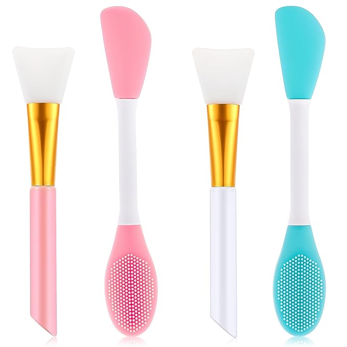 4 Pcs Face Mask Applicators, Silicone Face Mask Brush, Reusable Face-Mask Applicator Tool, Facial Brushes Applicator for Apply Skincare Lotion, Gel, Cream, Cosmetic Foundation