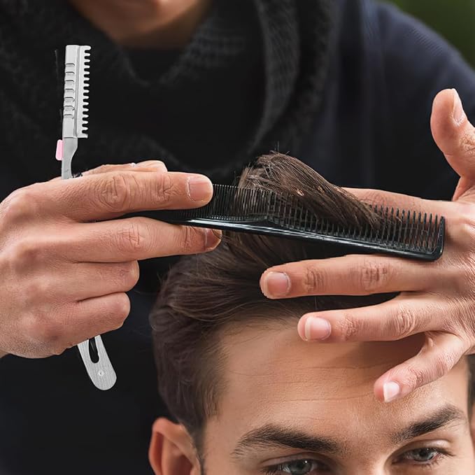Straight Razors For Men, Stainless Steel Barber Razors Straight Single Edge Razor Kit Beard Shaping Tool Mens Barber Razors for Shaving