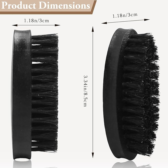 Men's Solid Wood Beard Brush, Boar Bristle Mustache Brush for Men, Military Style